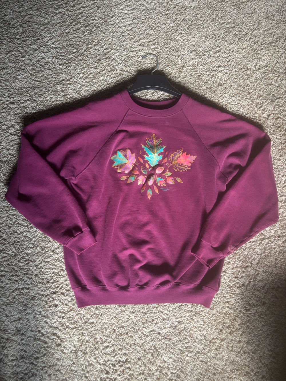 Hanes Berry Crewneck Sweatshirt with Multicolor Leaf Print
